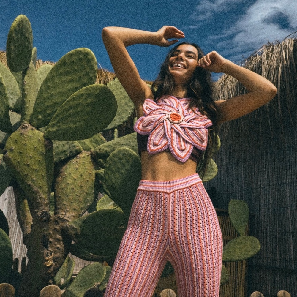 Zara Floral Crochet Crop Top